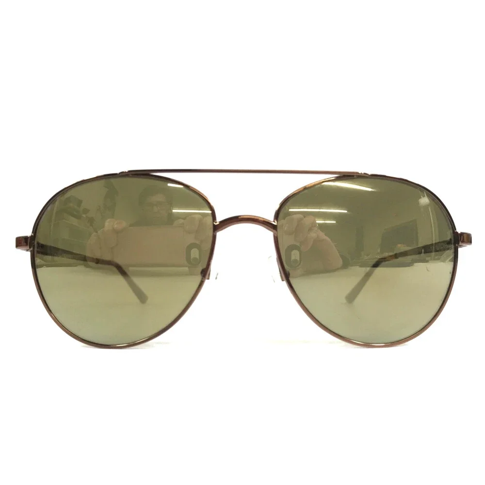 See Sunglasses 7858 093 Polished Brown Aviator Frames with Green Mirrored Lenses
